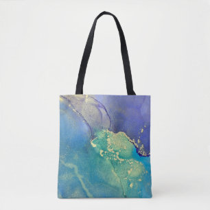 Lila Blau und Gold Alkohol-Tinte Abstrakte Kunst
