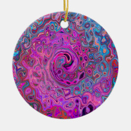 Lila, blau und rot Abstrakter Retrowirbel Keramik Ornament