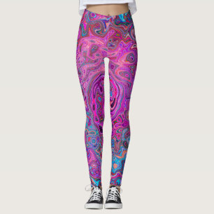 Lila, blau und rot Abstrakter Retrowirbel Leggings