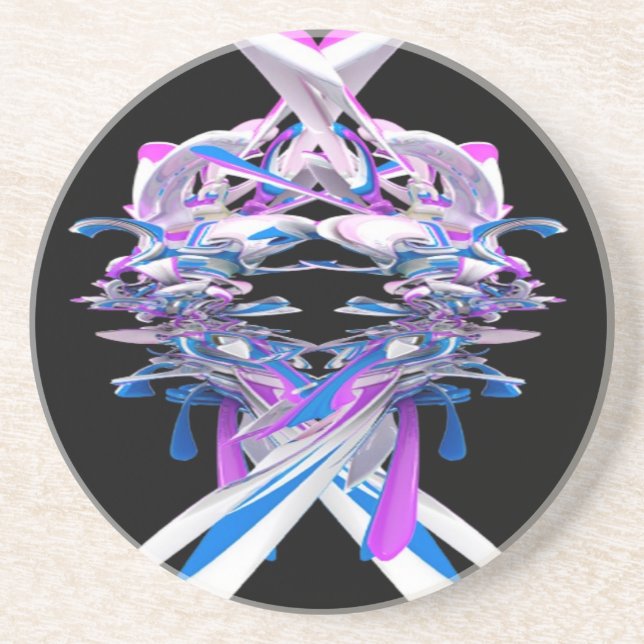 Lila Blau-Weiß-3D-Splash Untersetzer (Vorne)