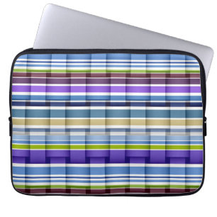 Lila-blaubraune Retrostreifen Laptopschutzhülle