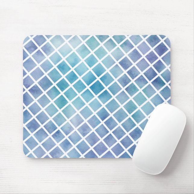 Lila blaue Aquarellfliesen Mousepad (Mit Mouse)