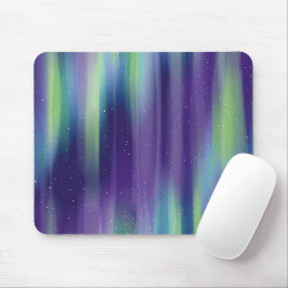 Lila Blaue Aurora Borealis Nachthimmel Mousepad