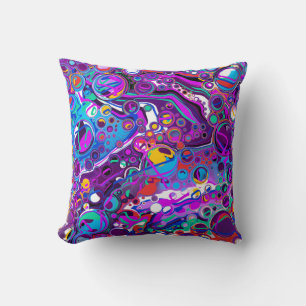 Lila, blaue Bläschen Abstrakt Moderne Kissen