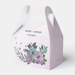 lila blaue Blumen botanische Hochzeit Geschenkschachtel