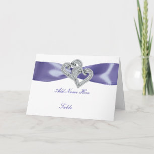 Lila blaue Diamant-Herzen geflochtene Platzkarte Karte