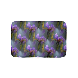 Lila Blaue Flagge Iris Blume Naturmuster Badematte