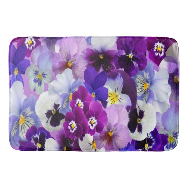 Lila-blaue Floral-Blume Badematte (Vorderseite)