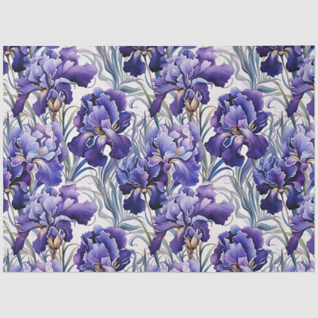 Lila Blaue Iris Dekupage  Seidenpapier (Vorderseite)