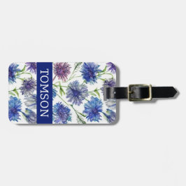 lila, blaue Kornblumen, Aquarellfarben Gepäckanhänger