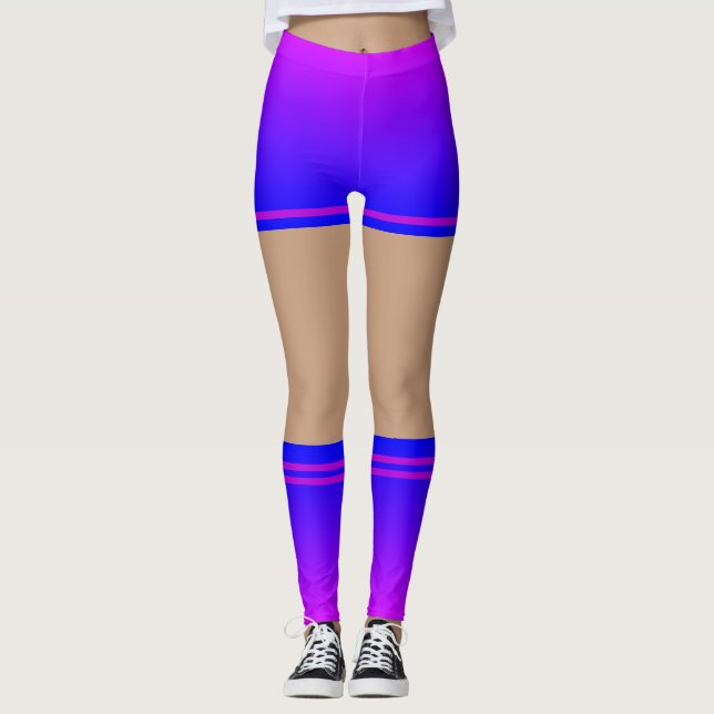 Lila blaue Leggings Imitat Schnürsenkel (Vorderseite)