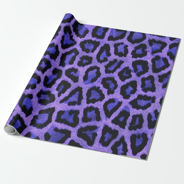 Lila blaue Leopardenfarbe Geschenkpapier (Ungerollt)