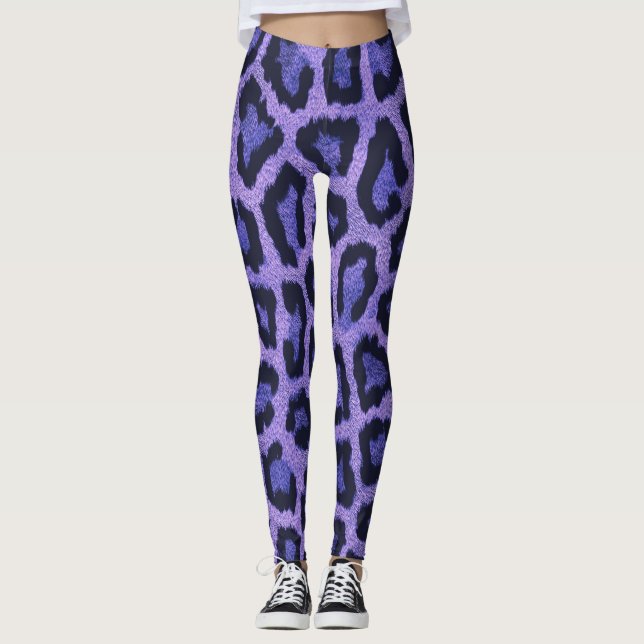 Lila blaue Leopardenfarbe Leggings (Vorderseite)