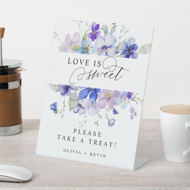 Lila Blaue Navy Länder Viola Liebe ist süße Gunst Sockelschild (In SItu)