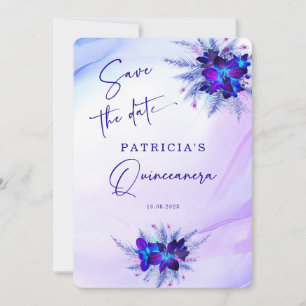 Lila Blaue Orchidee Quinceañera Save the Date Einladung