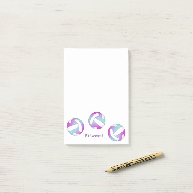 lila-blaue personalisierte Volleyball Post-it Klebezettel (Auf Schreibtisch)