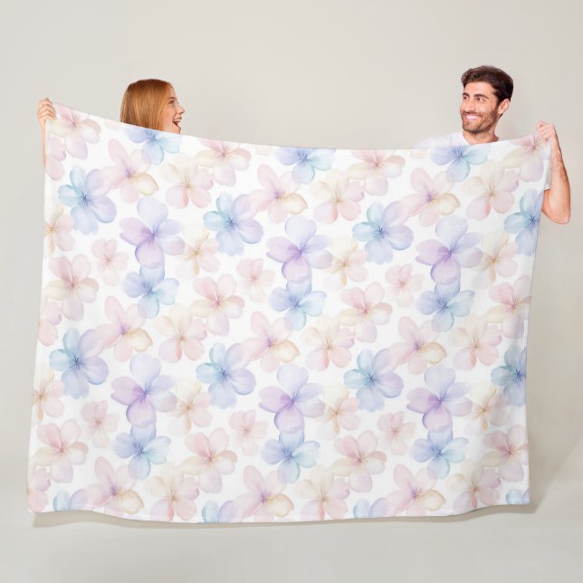Lila Blaue Rosa Weibliche Blumen   Fleecedecke (Beispiel)