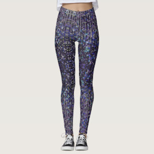 Lila blaue Sequenzen Funkmuster Leggings
