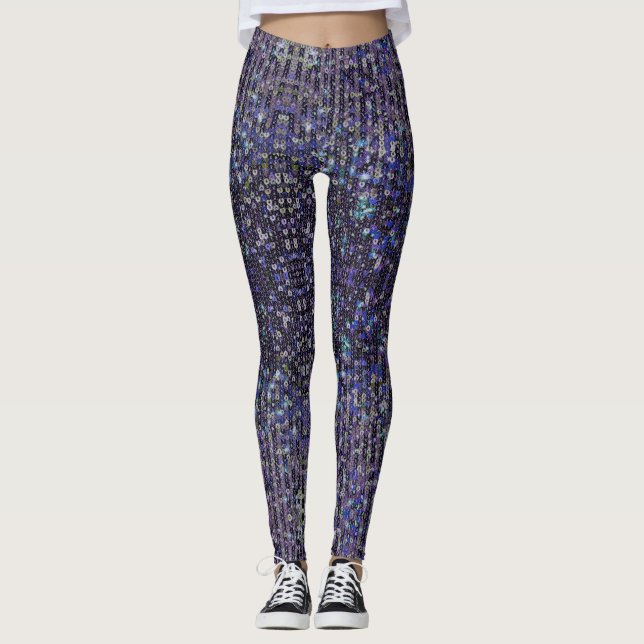 Lila blaue Sequenzen | Funkmuster   Leggings (Vorderseite)