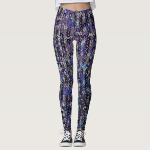 Lila blaue Sequenzen Tanklatschfläche Leggings