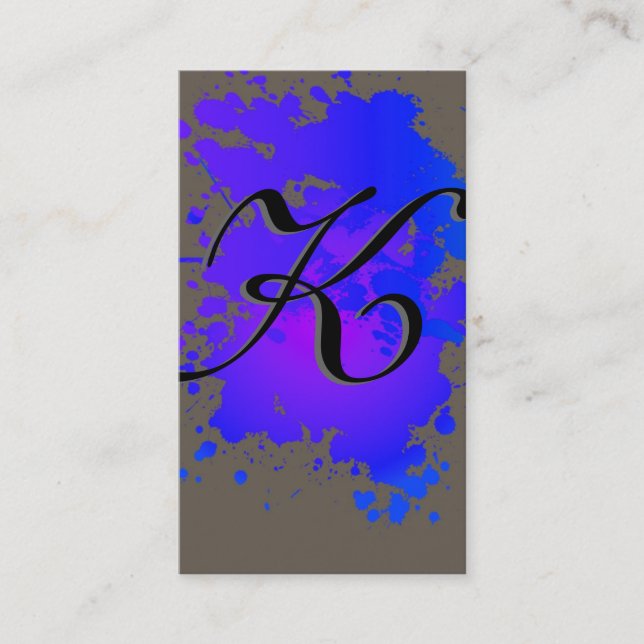Lila blaue Tinte Paint Splash Business Card Visitenkarte (Vorderseite)