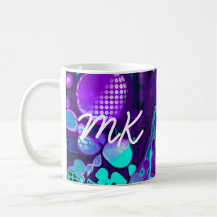 Lila, blaue und Aquamarine Abstrakte Fluid Art Kaffeetasse