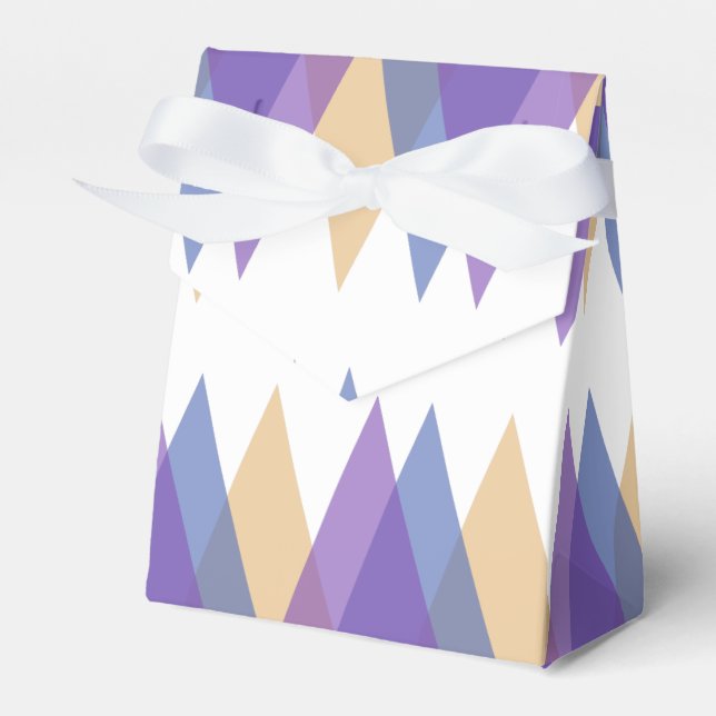 Lila, blaue und gelbe Dreiecke Geschenkschachtel (Vorderseite)