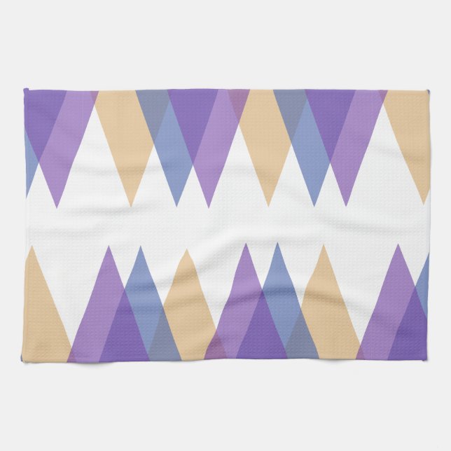 Lila, blaue und gelbe Dreiecke Geschirrtuch (Horizontal)