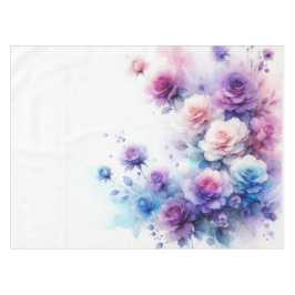 Lila, blaue und rosa Aquarellfarben-Rose Tischdecke