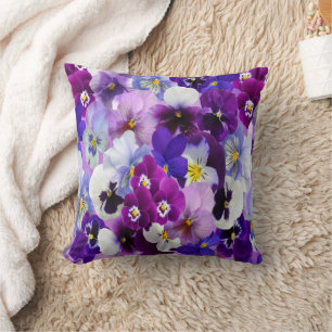 Lila Blaue Weiße Stiefmütterchen Blumen Kissen