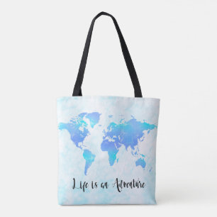 Lila & Blaue Weltkarte Leben ist ein Abenteuer