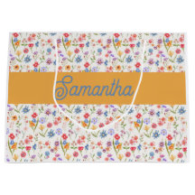 Lila Blaue Wildblumen-Wasserfarbe-Monogramm-Name