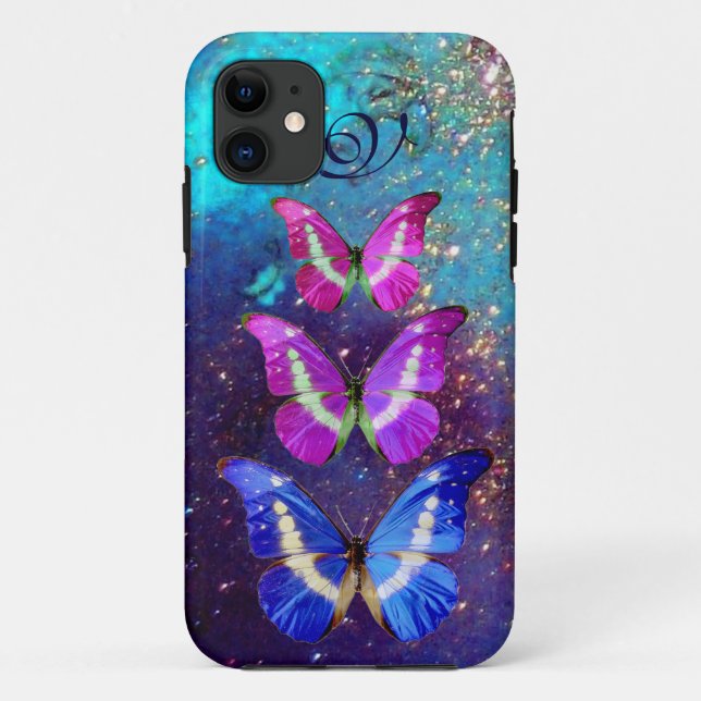Lila BLAUENSCHALTFLÄCHE IN GOLDGLITZERN Case-Mate iPhone Hülle (Rückseite)