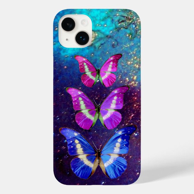 Lila BLAUENSCHALTFLÄCHE IN GOLDGLITZERN Case-Mate iPhone Hülle (Rückseite)