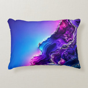 Lila-Blauer Achat-Geoden-Kunst Neon-Marmor-Abstr Dekokissen