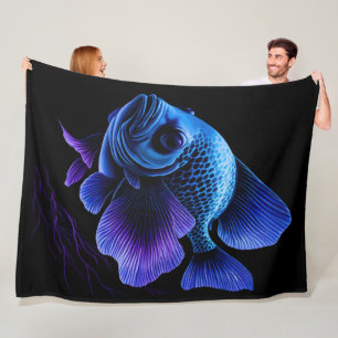 Lila Blauer Fisch Fleecedecke