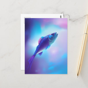 Lila & Blauer Fisch Postkarte
