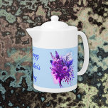 Lila & blauer floraler Muttertag | Teeköpfe<br><div class="desc">Elegante und einfache,  blaue und lila florale Wasserfarbe mit Happy Mother's Day in blau-elegantem Text,  damit Sie sich nach Belieben anpassen können.</div>