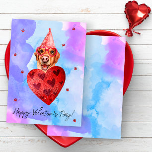 Lila Blauer Labrador Valentinstag Geschenk Hund Feiertagskarte