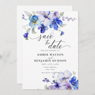 Lila blauer Lavendel Save the Date Einladung