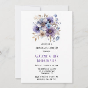 Lila Blauer Maler Blumenbridmaids Luncheon Einladung