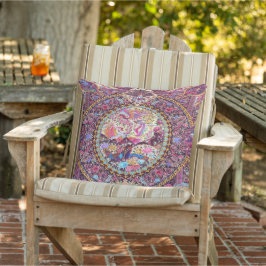 Lila blauer persischer Blume Peacock Patio Kissen