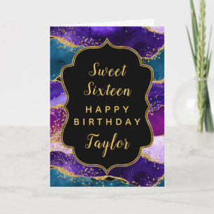 Lila Blauer Pfau Agat Sweet 16 Alles Gute zum Gebu Karte