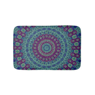 Lila, blauer und grüner Mandala Badematte