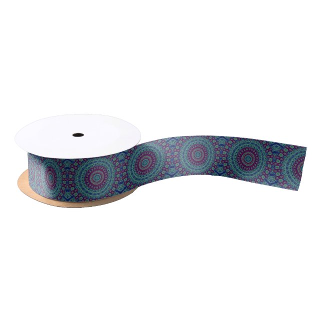 Lila, blauer und grüner Mandala Satinband (Spule)
