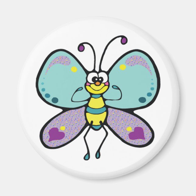 Lila, blauer und sonniger Schmetterling Magnet (Vorne)