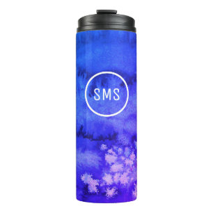 Lila blauer Watercolor isoliert Thermosbecher
