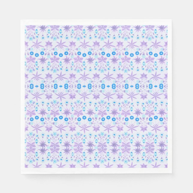 Lila Blaues Blume-Muster Serviette (Vorderseite)