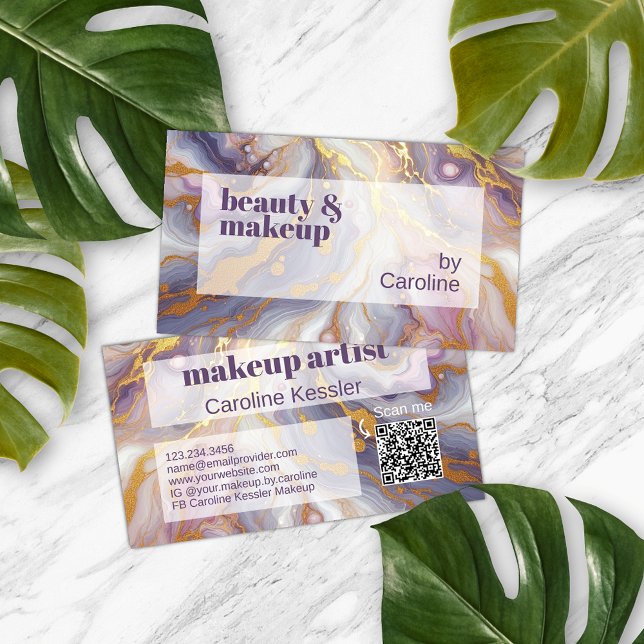 Lila blaues dunkles rosa goldfarbenes Marmormuster Visitenkarte (Von Creator hochgeladen)