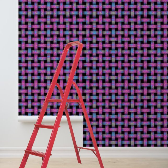 Lila, blaues geometrisches Webmuster abziehen und  Tapete (Peel and Stick purple blue geometric weave pattern Wallpaper)